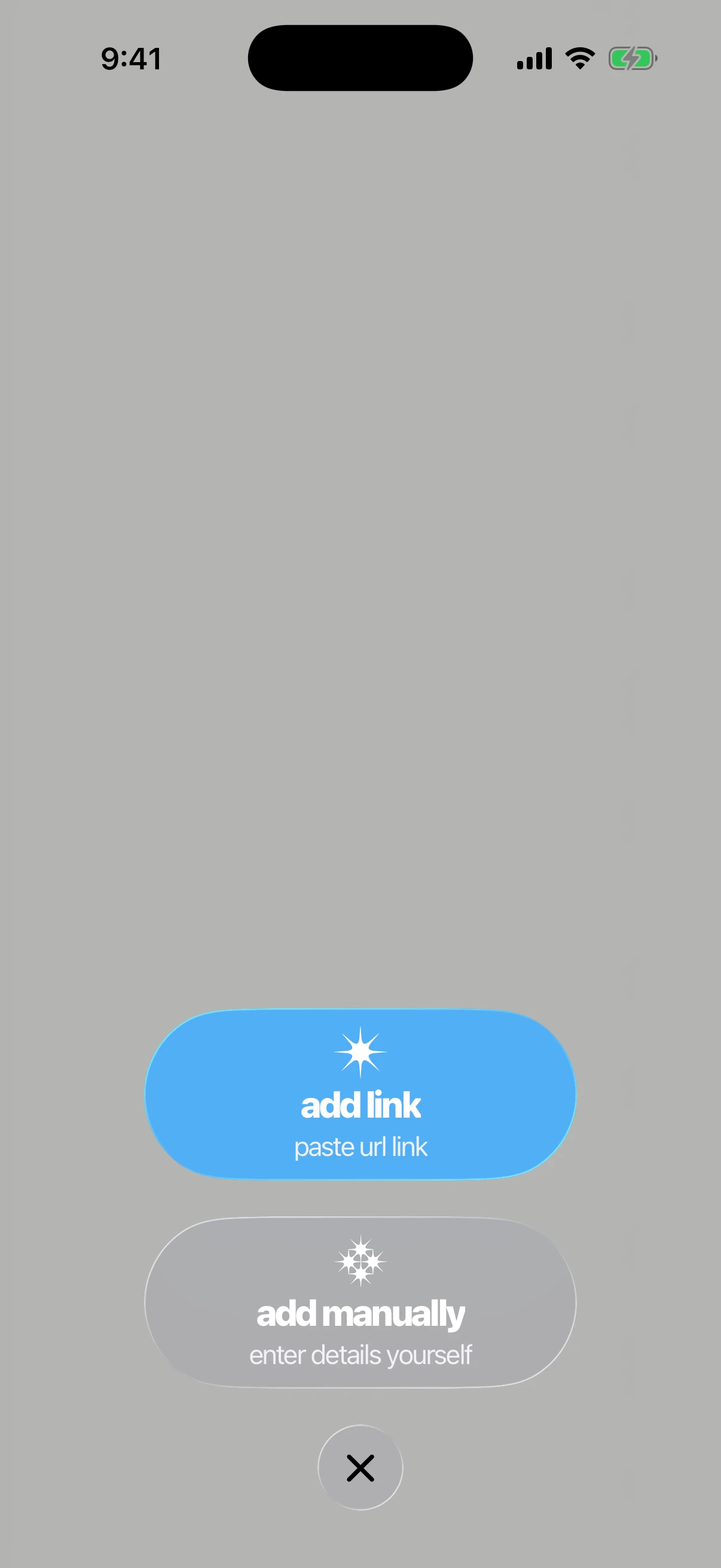 Pecca add sheet — paste a product url