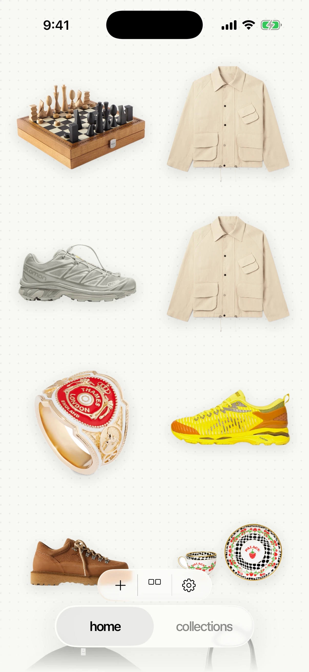 Background-removed products in a grid